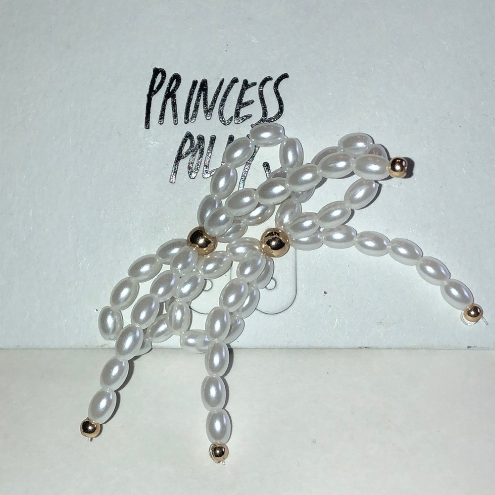 Princess Polly Faux Pearls White and Gold Tone Boho Earrings